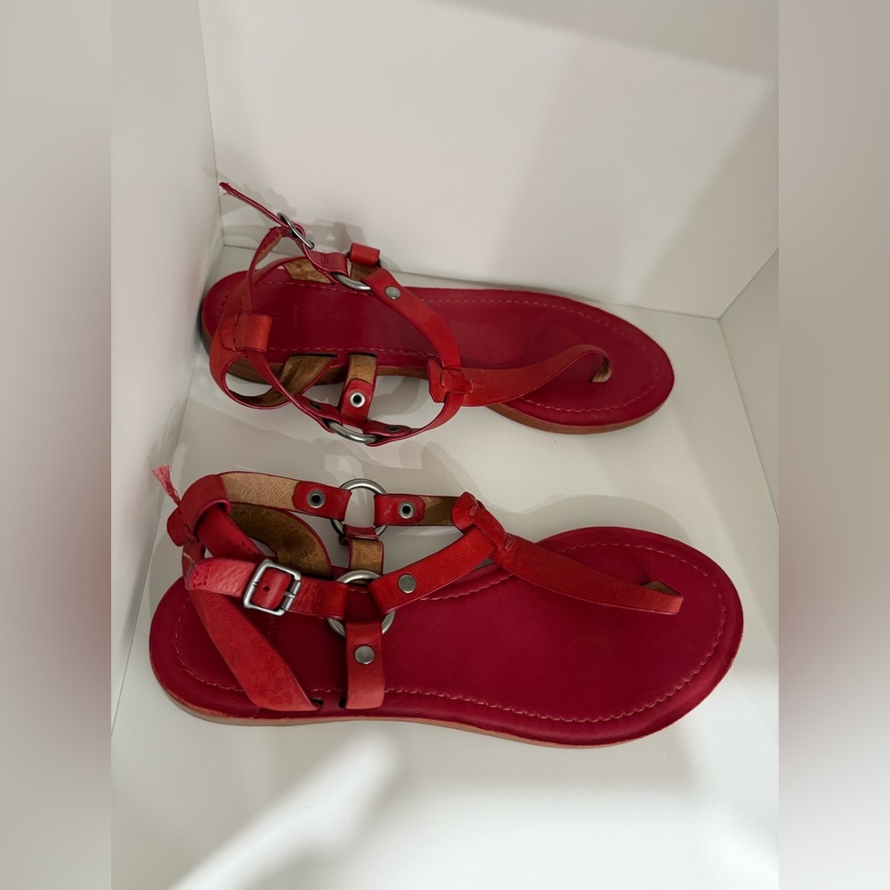 Frye red leather sandals  (one of the shoes needs a fix)